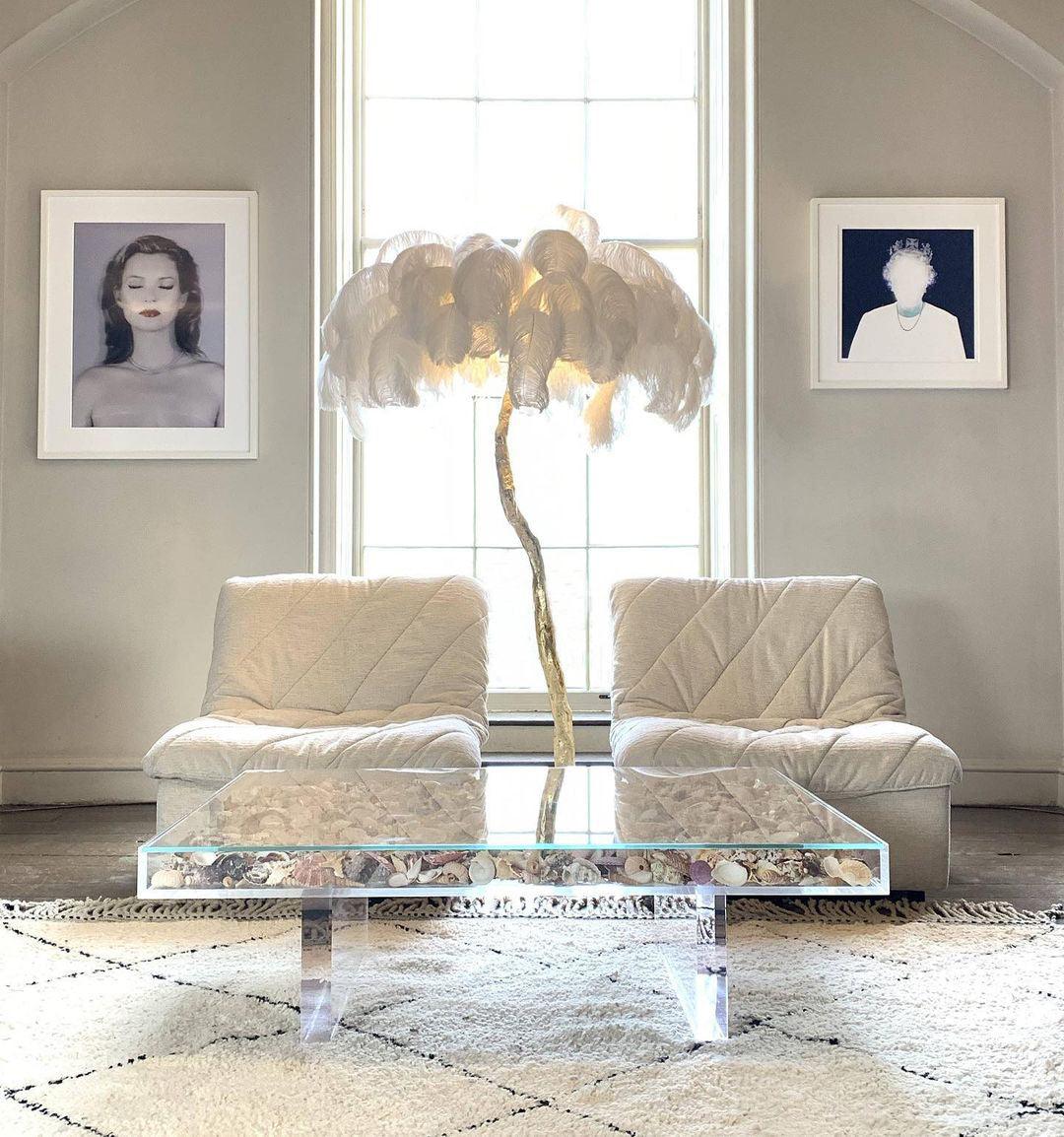 Ostrich Feather Brass Floor Lamp - Vakkerlight