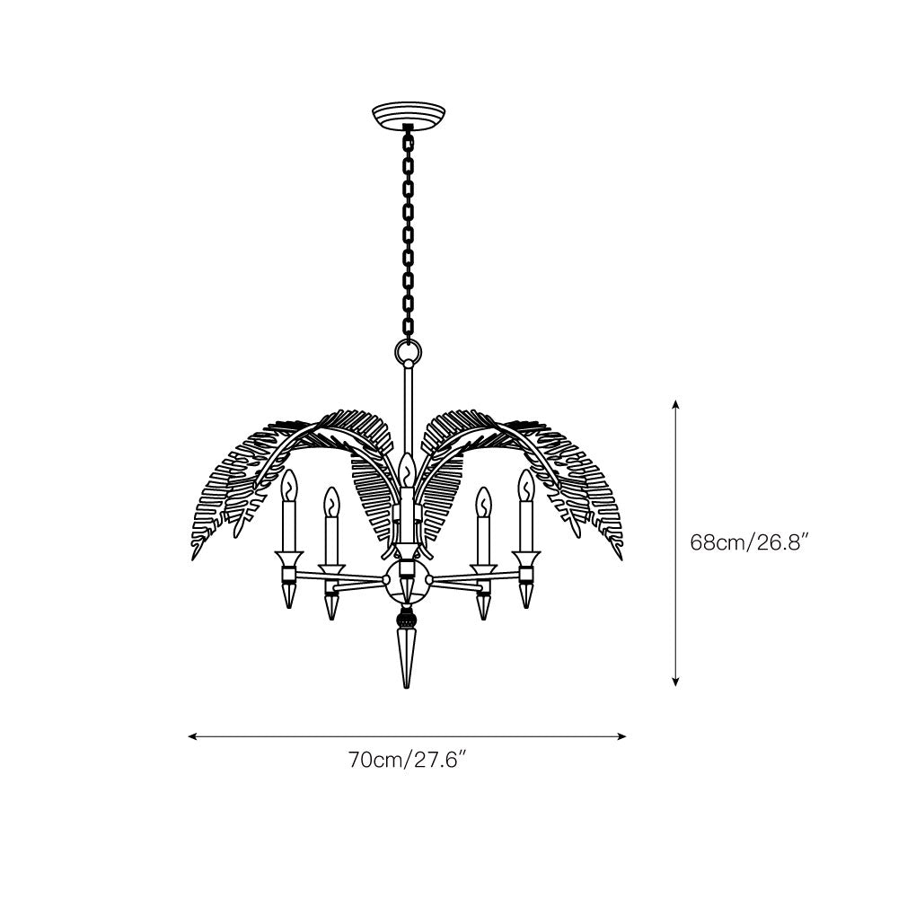 Vakker Limited Brass Palm Frond 5-Light Chandelier — Detail View 3