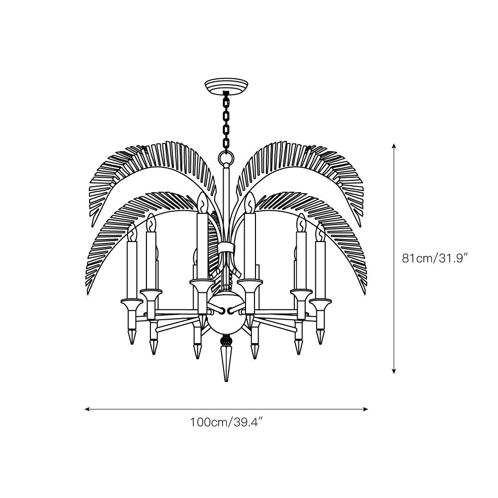 Vakker Limited Brass Palm Frond 5-Light Chandelier — Detail View 4
