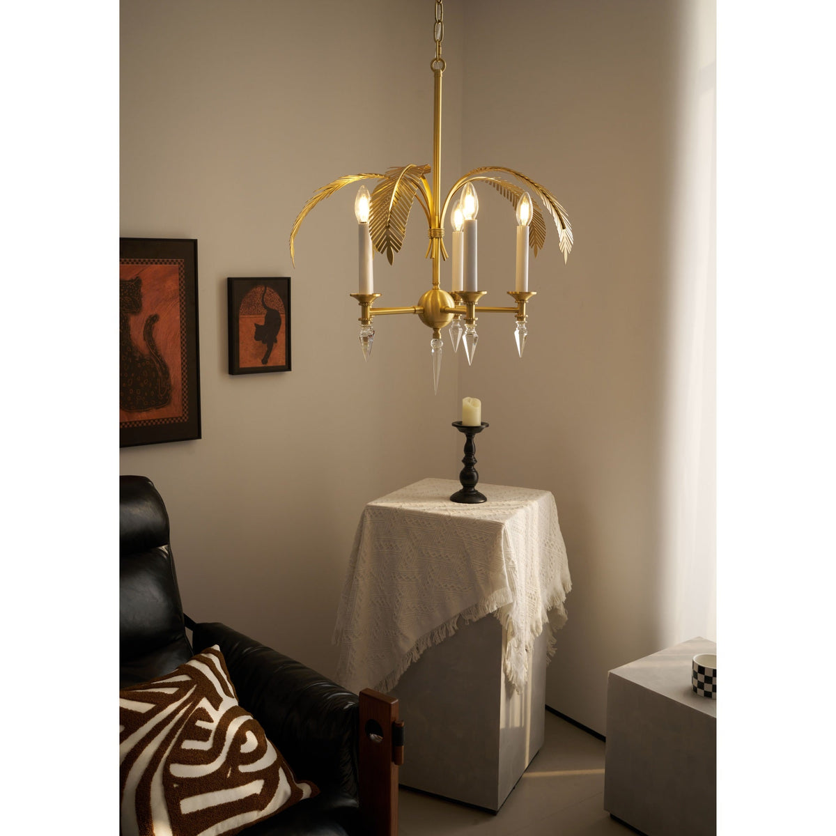 Vakker Limited Brass Palm Frond 5-Light Chandelier — Detail View 9