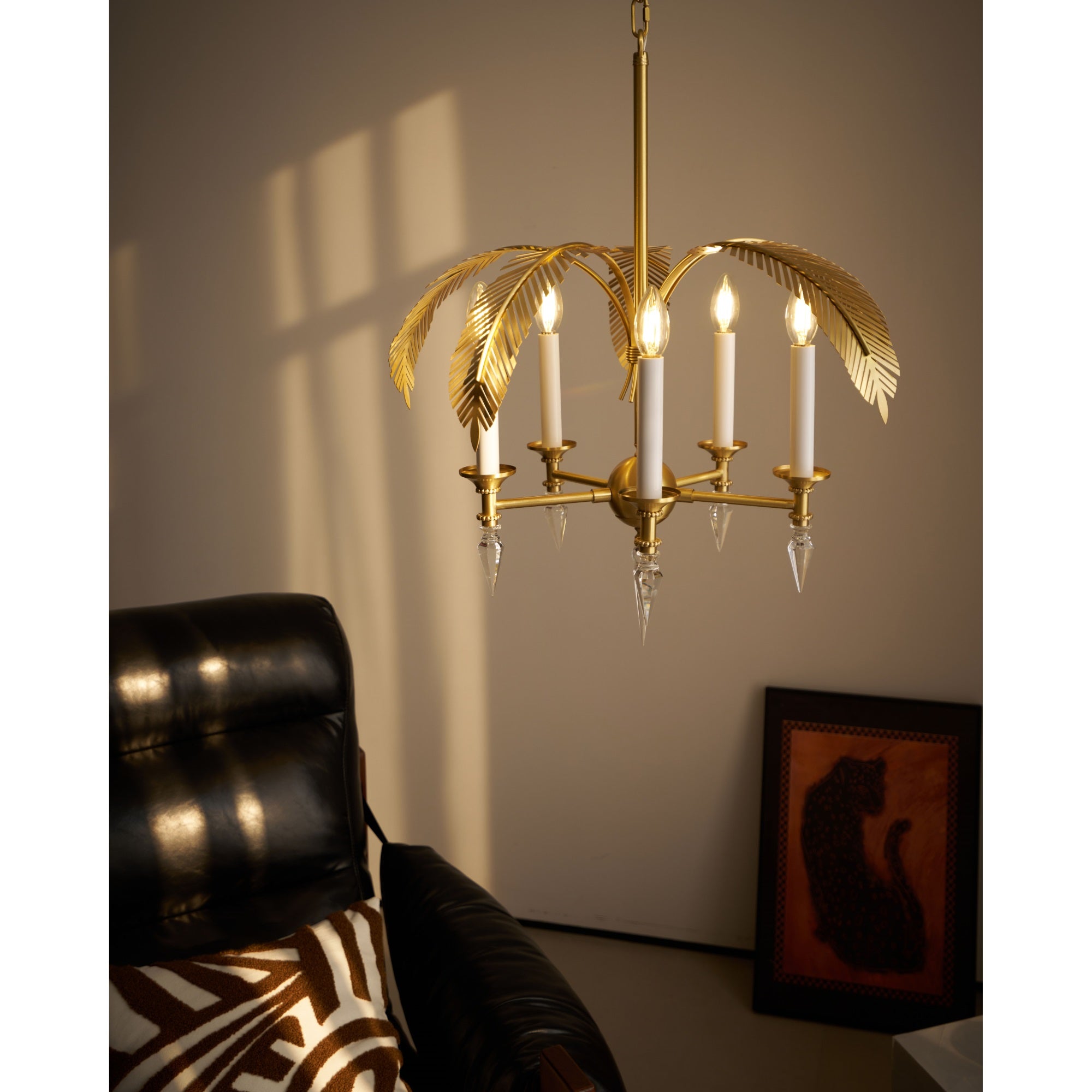 Vakker Limited Brass Palm Frond 5-Light Chandelier — Detail View 10