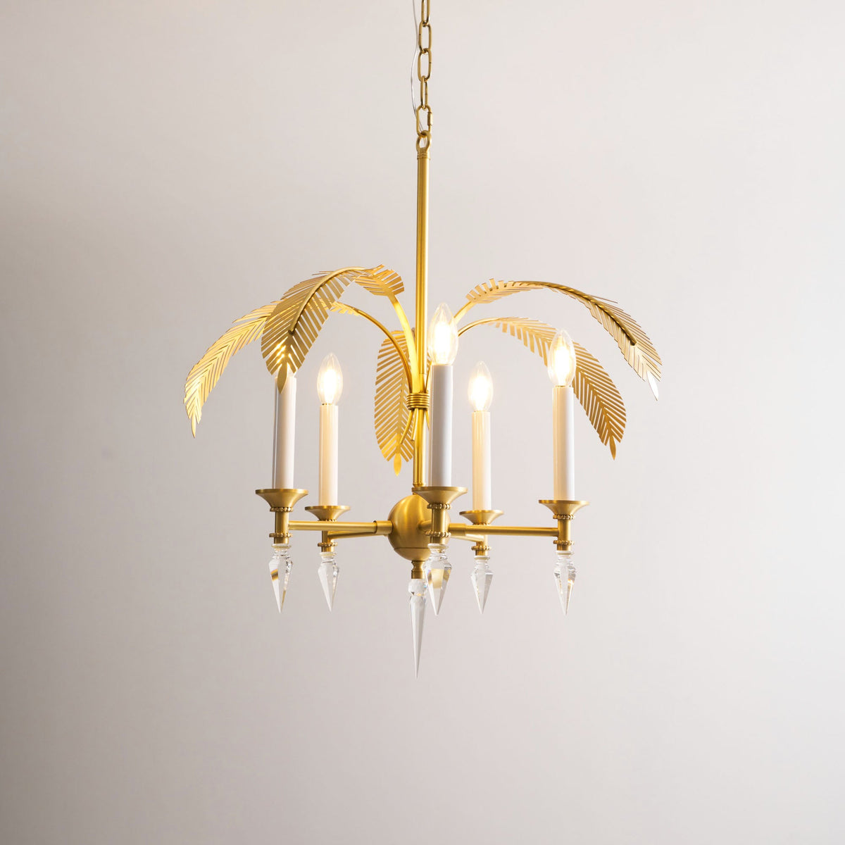 Vakker Limited Brass Palm Frond 5-Light Chandelier — Detail View 18