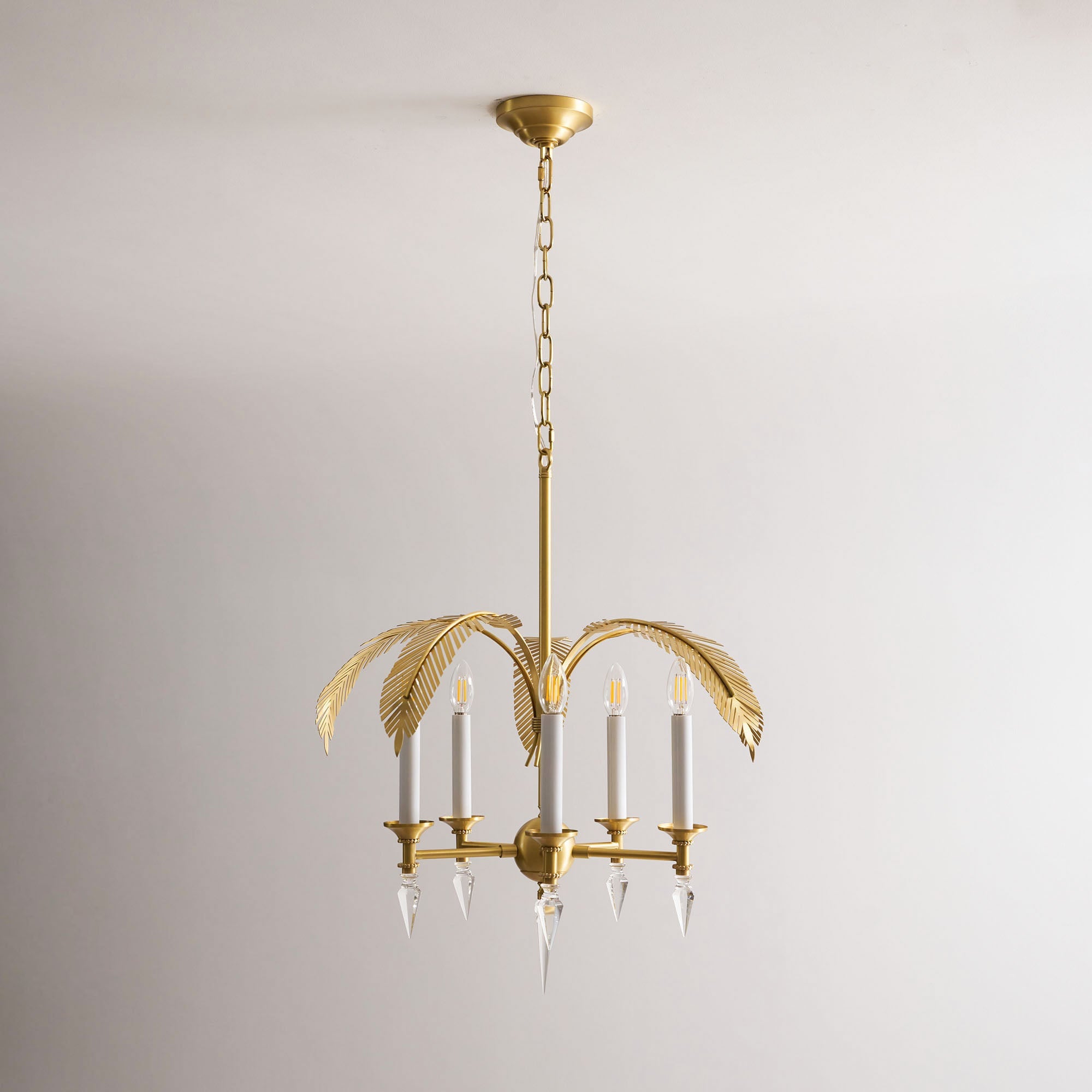 Vakker Limited Brass Palm Frond 5-Light Chandelier — Detail View 19