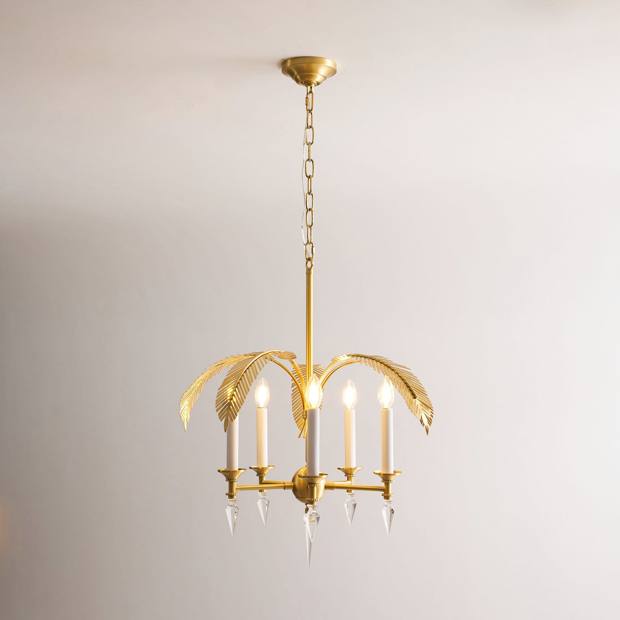 Vakker Limited Brass Palm Frond 5-Light Chandelier — Detail View 20