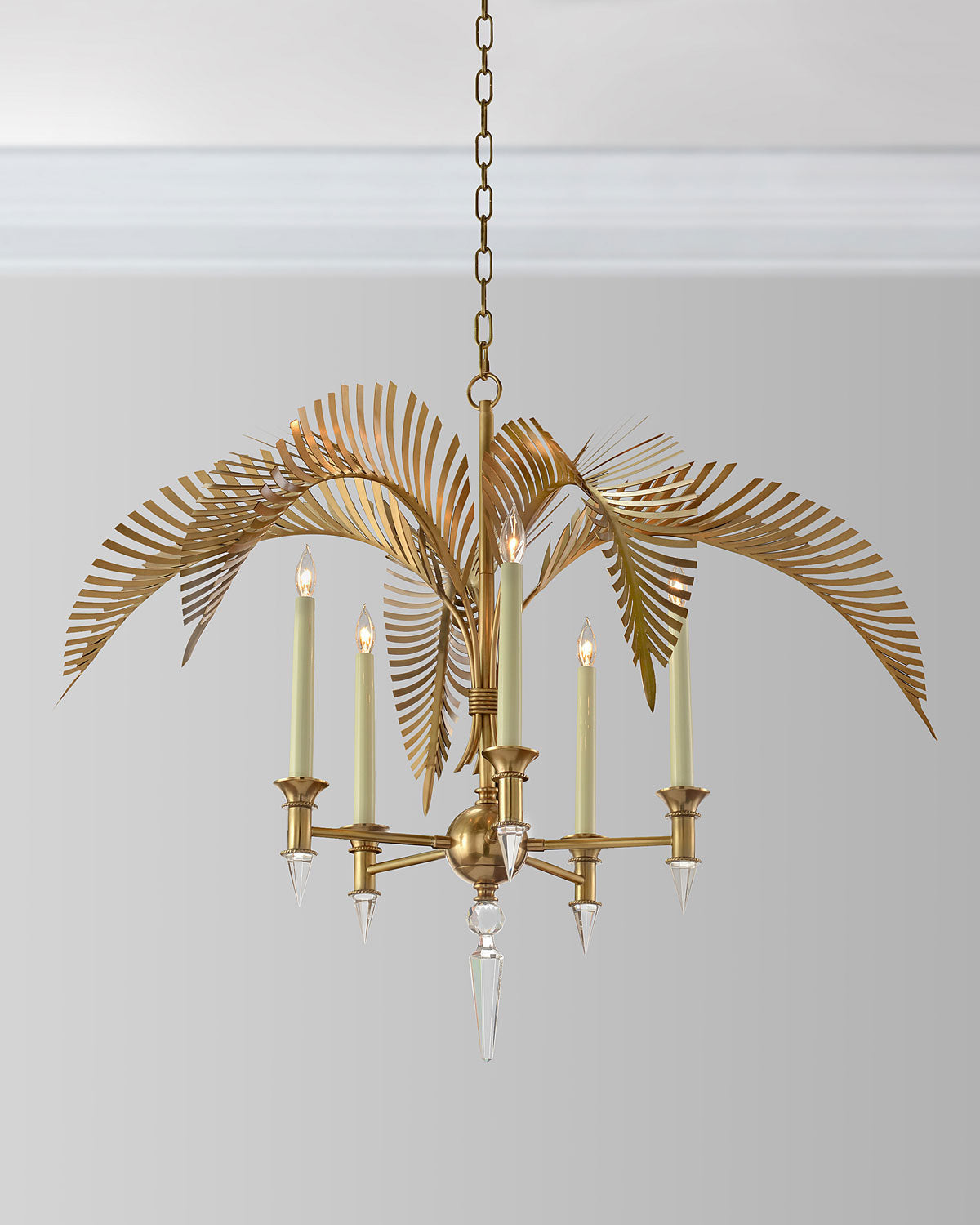 Vakker Limited Brass Palm Frond 5-Light Chandelier — Detail View 13