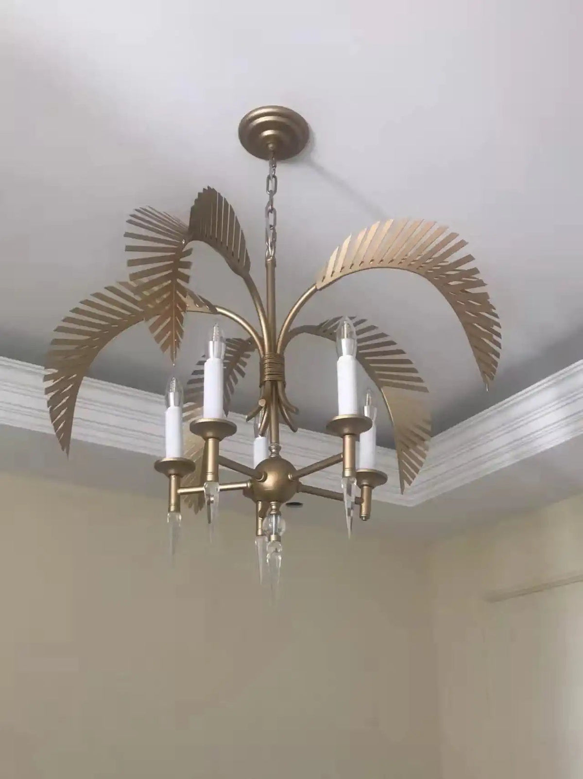 Vakker Limited Brass Palm Frond 5-Light Chandelier — Detail View 14