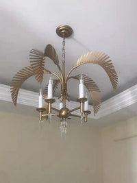 Vakker Limited Brass Palm Frond 5-Light Chandelier — Detail View 14