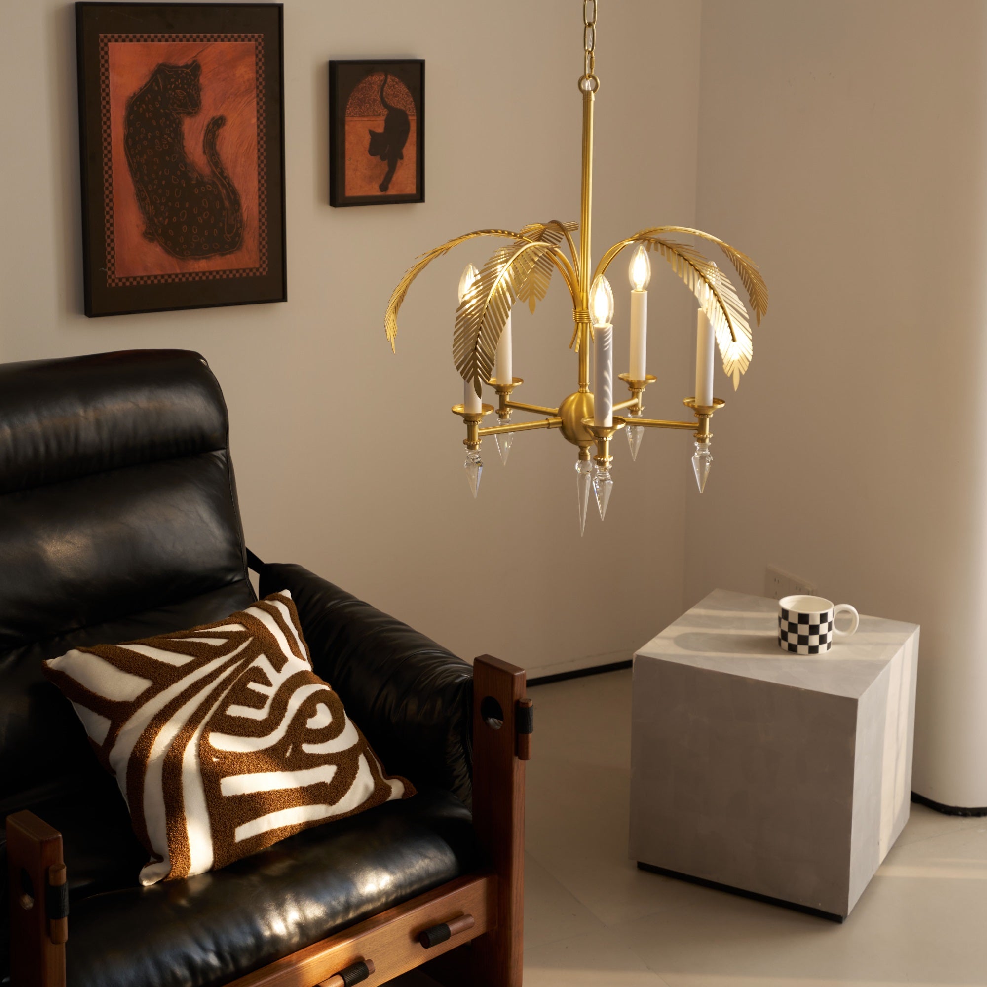 Vakker Limited Brass Palm Frond 5-Light Chandelier — Detail View 7