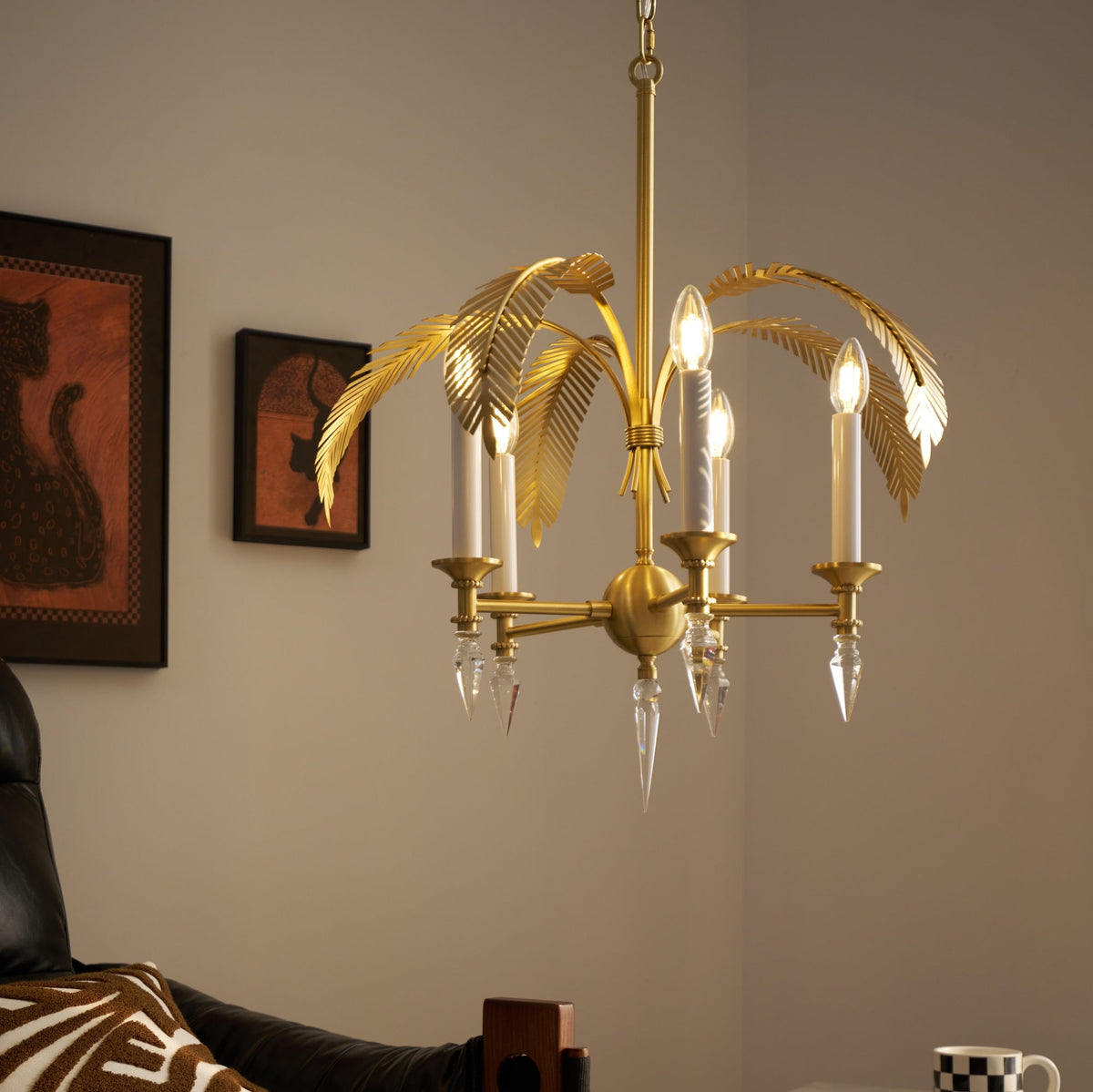 Vakker Limited Brass Palm Frond 5-Light Chandelier — Detail View 5