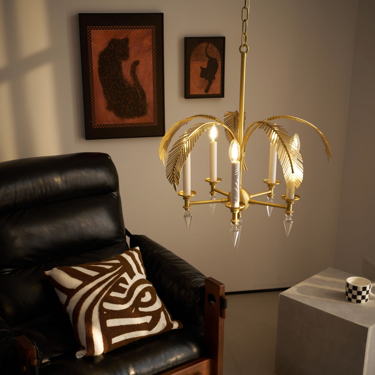 Vakker Limited Brass Palm Frond 5-Light Chandelier — Detail View 8