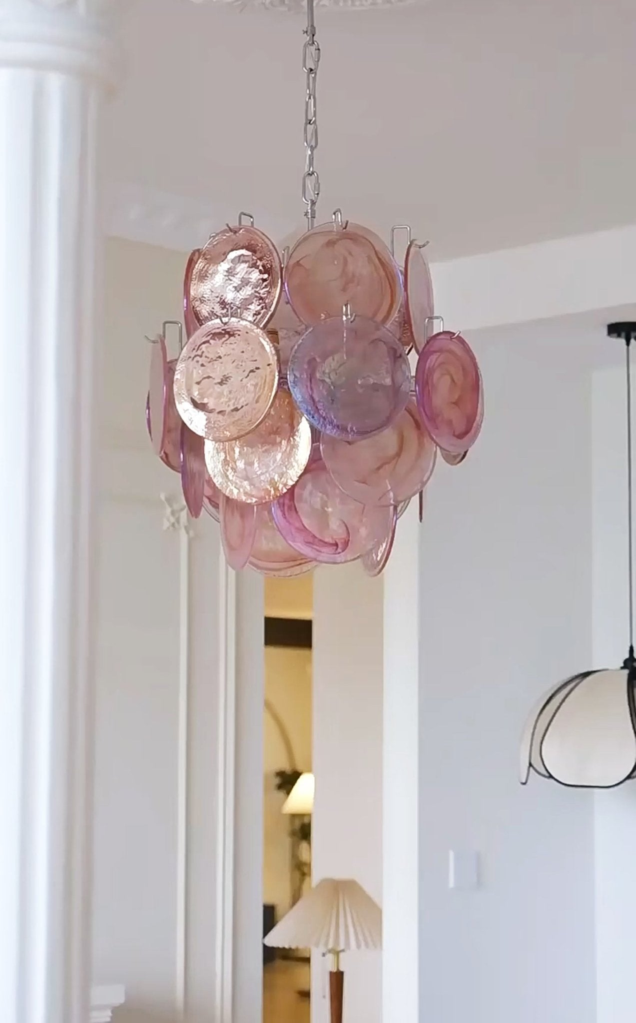 Pink Murano Disc Glass Chandelier - Vakkerlight