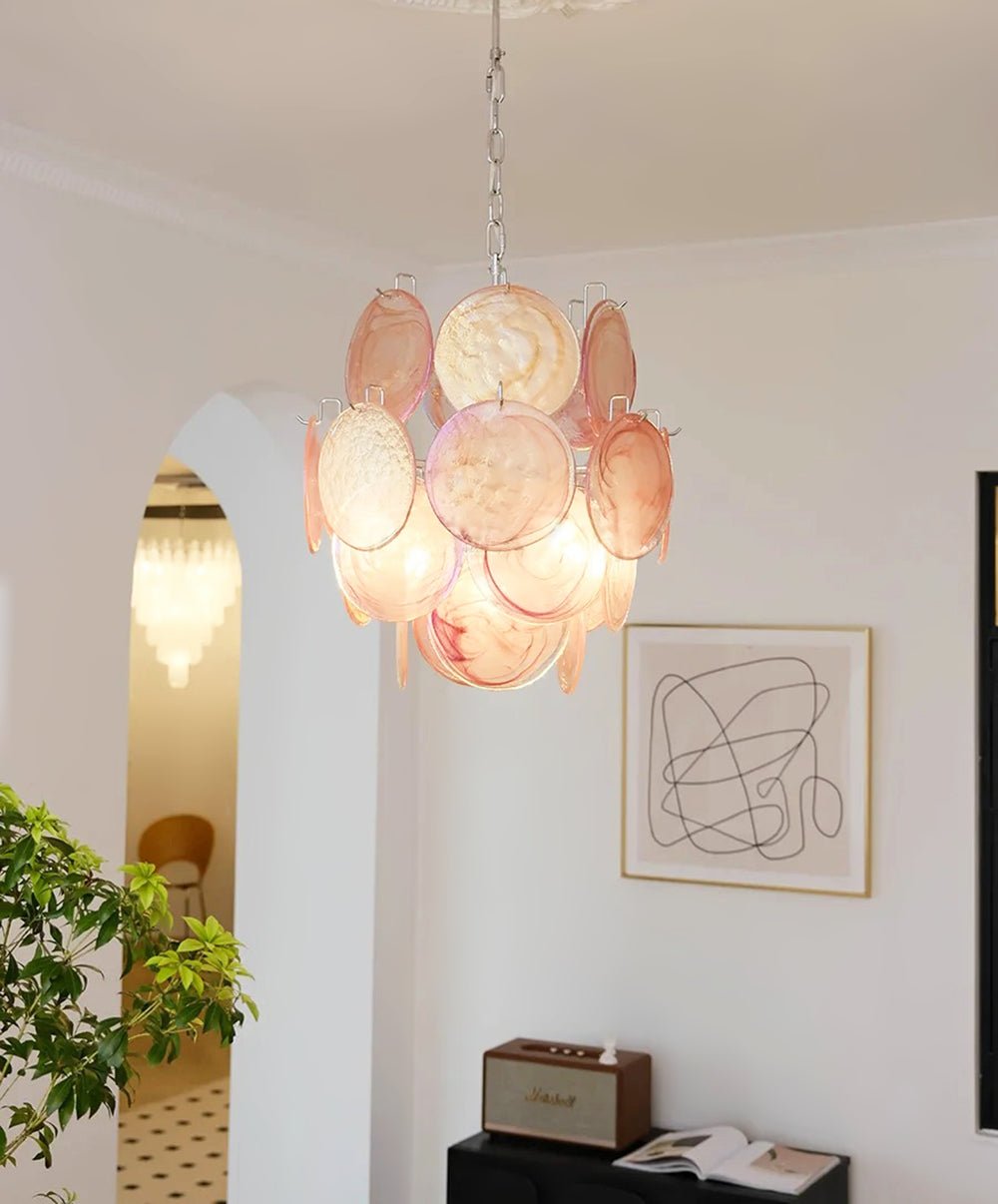 Pink Murano Disc Glass Chandelier - Vakkerlight