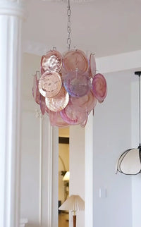 Pink Murano Disc Glass Chandelier - Vakkerlight