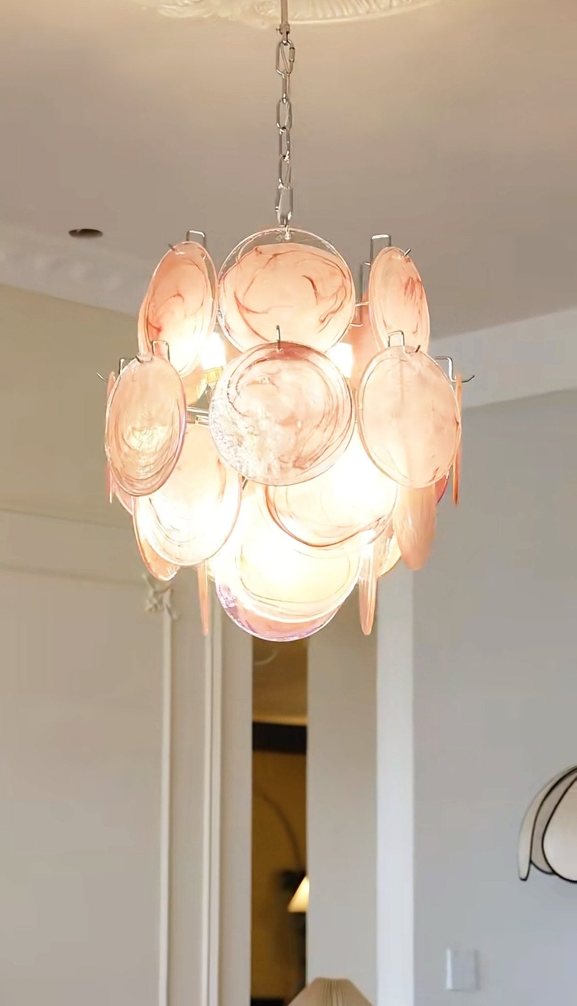 Pink Murano Disc Glass Chandelier - Vakkerlight