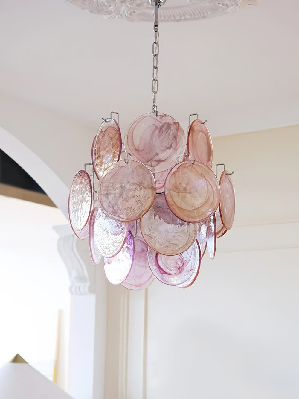 Pink Murano Disc Glass Chandelier - Vakkerlight