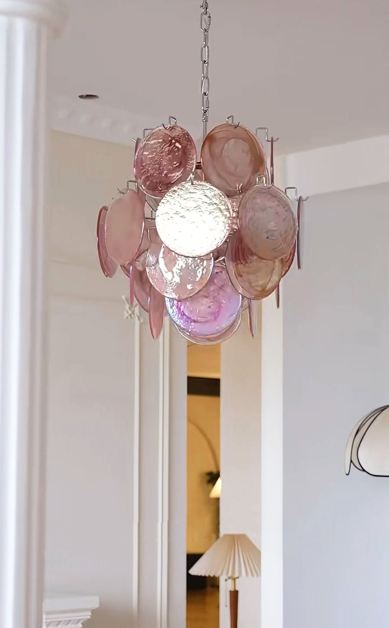Pink Murano Disc Glass Chandelier - Vakkerlight