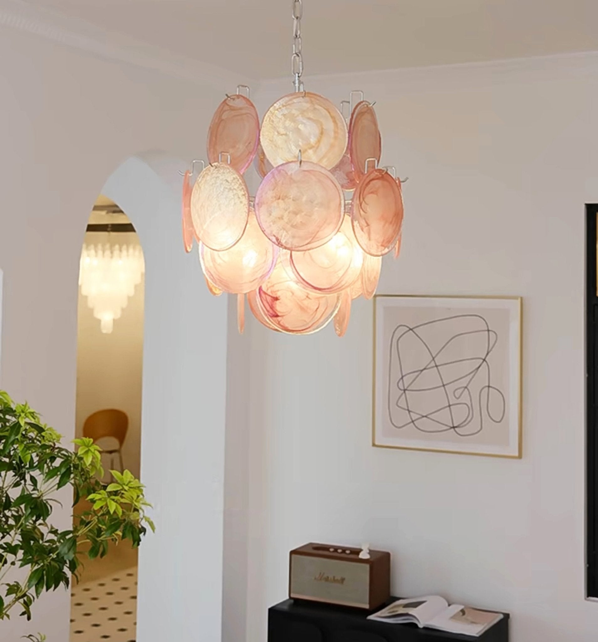 Pink Murano Disc Glass Chandelier - Vakkerlight