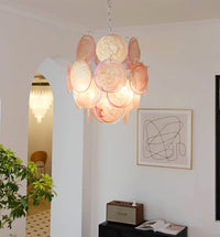 Pink Murano Disc Glass Chandelier - Vakkerlight
