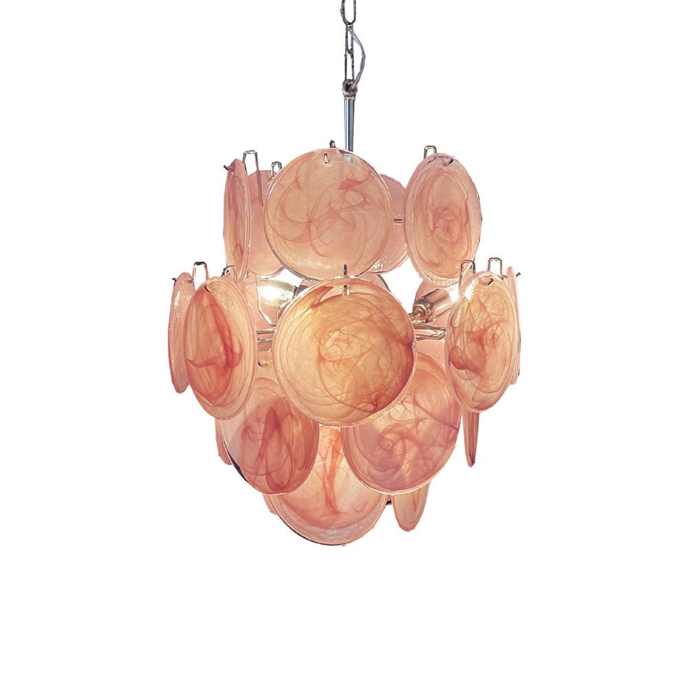 Pink Murano Disc Glass Chandelier - Vakkerlight