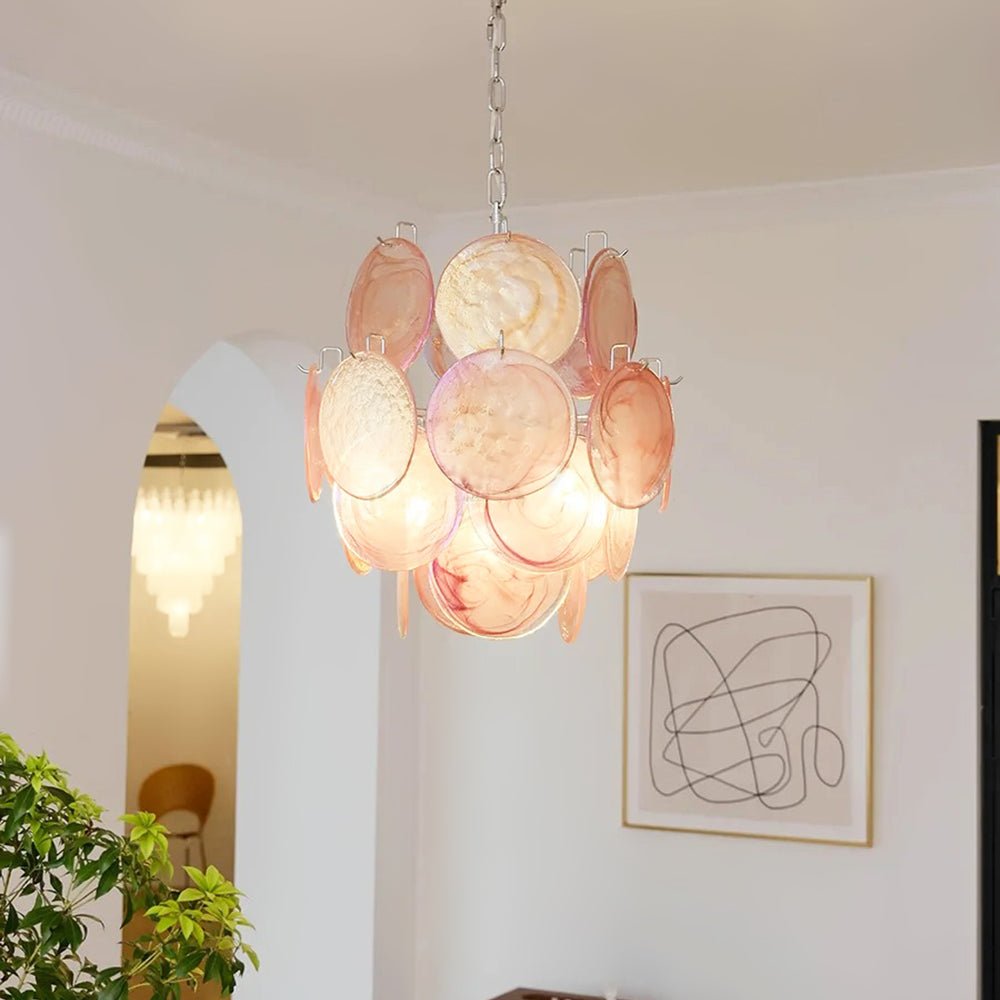 Pink Murano Disc Glass Chandelier - Vakkerlight