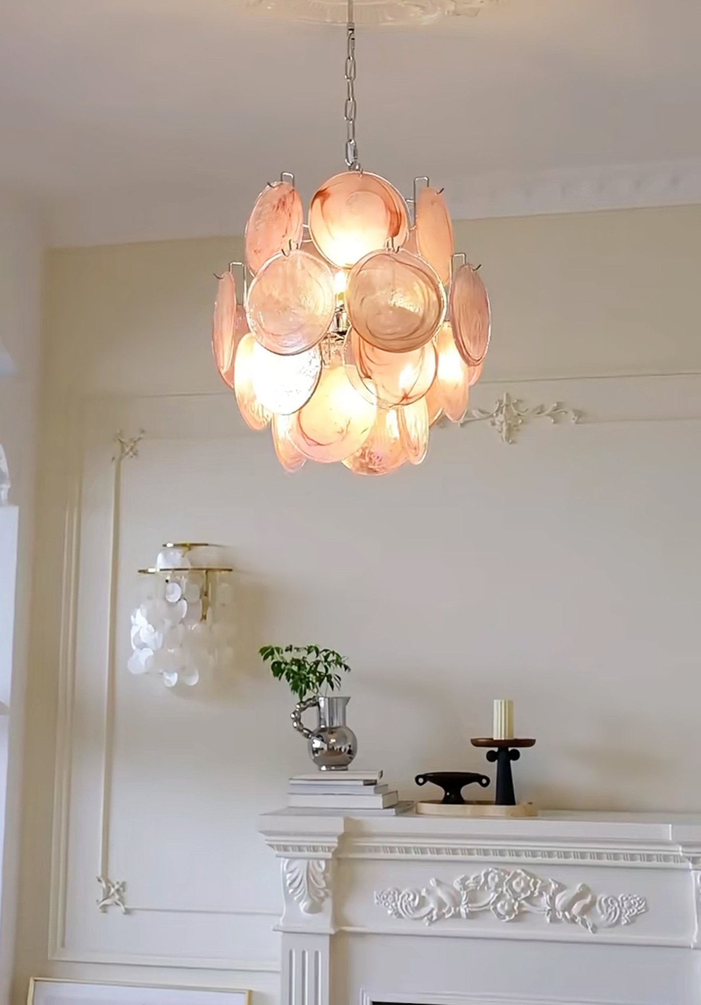 Pink Murano Disc Glass Chandelier - Vakkerlight