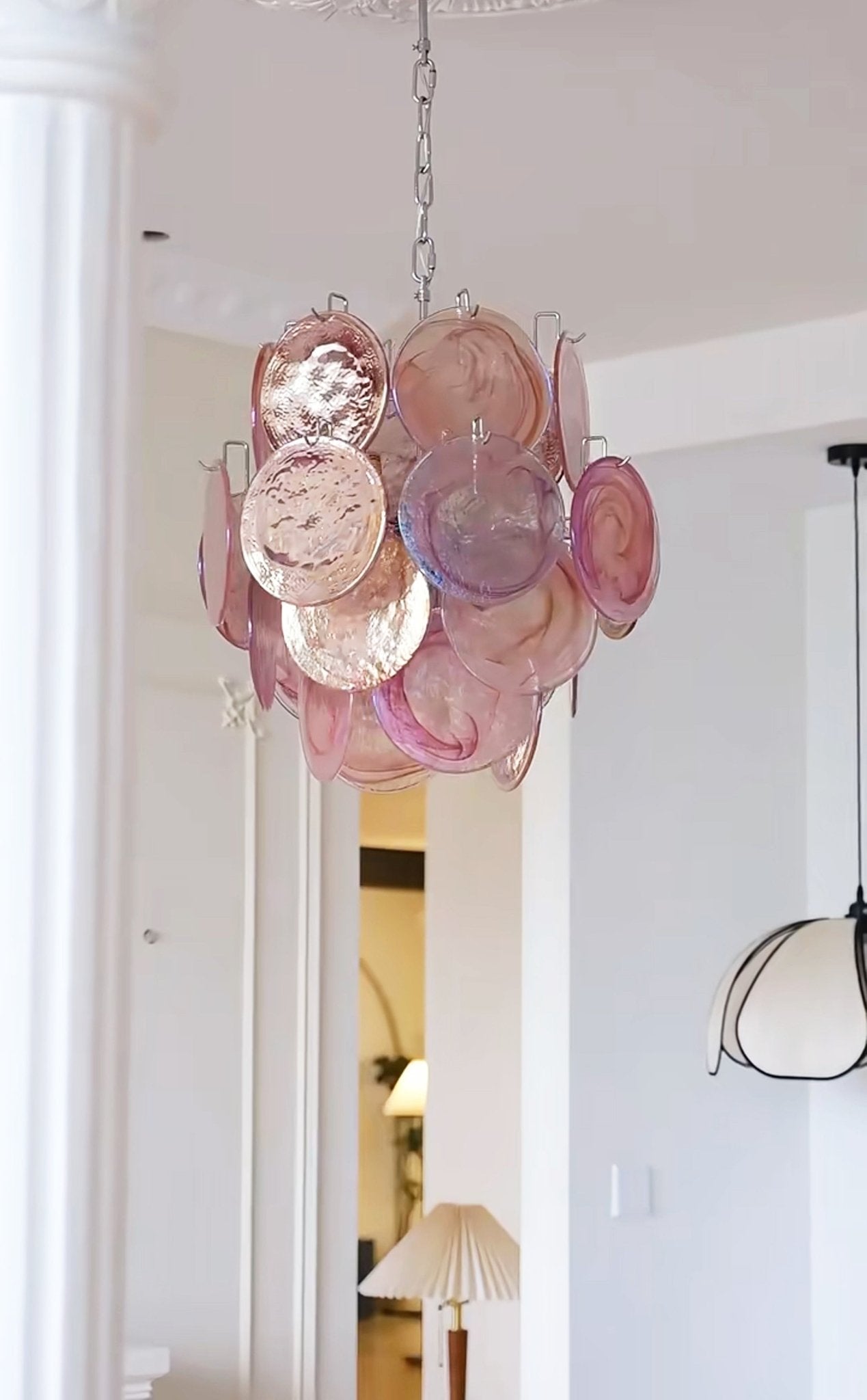 Pink Murano Disc Glass Chandelier - Vakkerlight