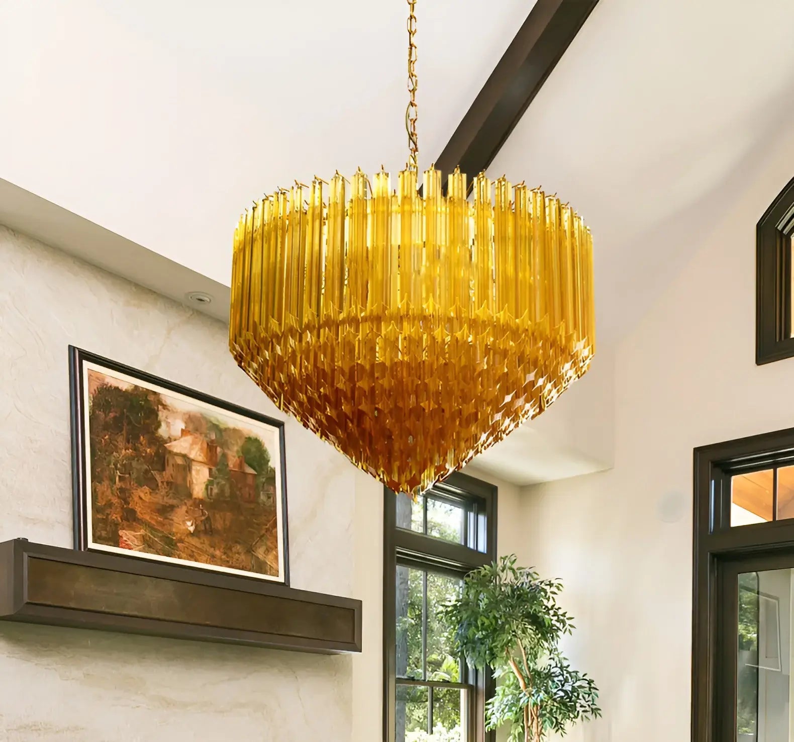 Prism Murano Amber Glass Chandelier - Vakkerlight