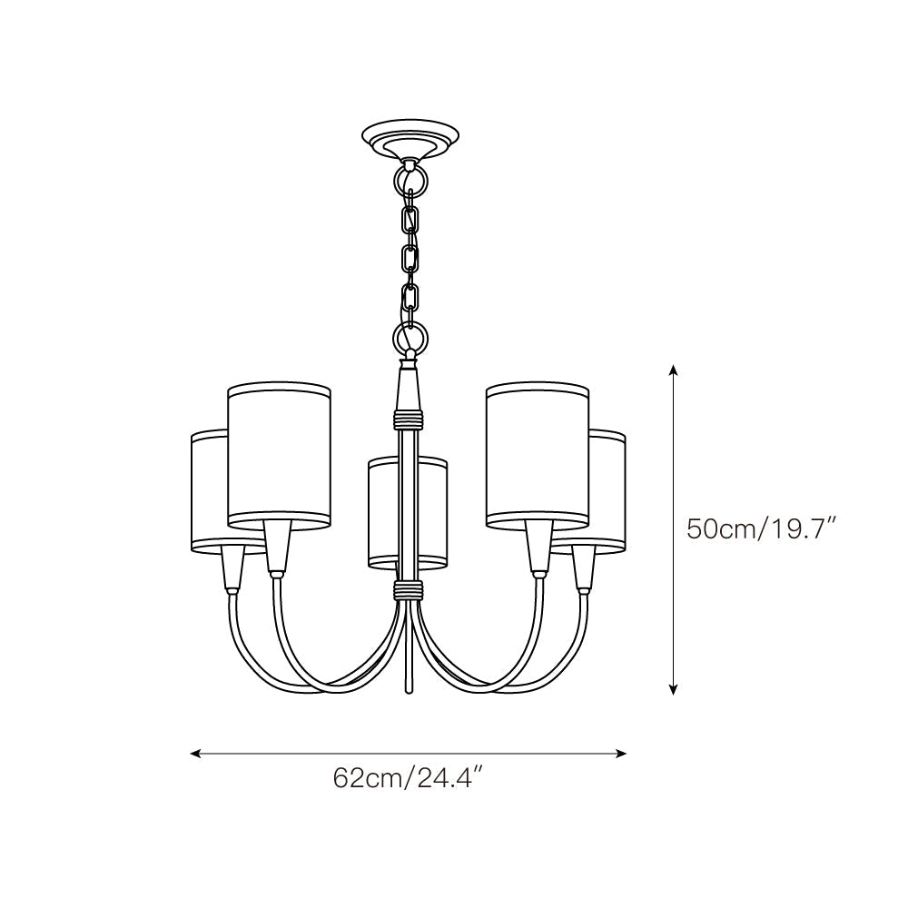 Vakker Limited Brass 5-Light Chandelier — Detail View 4