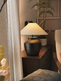 Rustic Black Ceramic Table Lamp - Vakkerlight