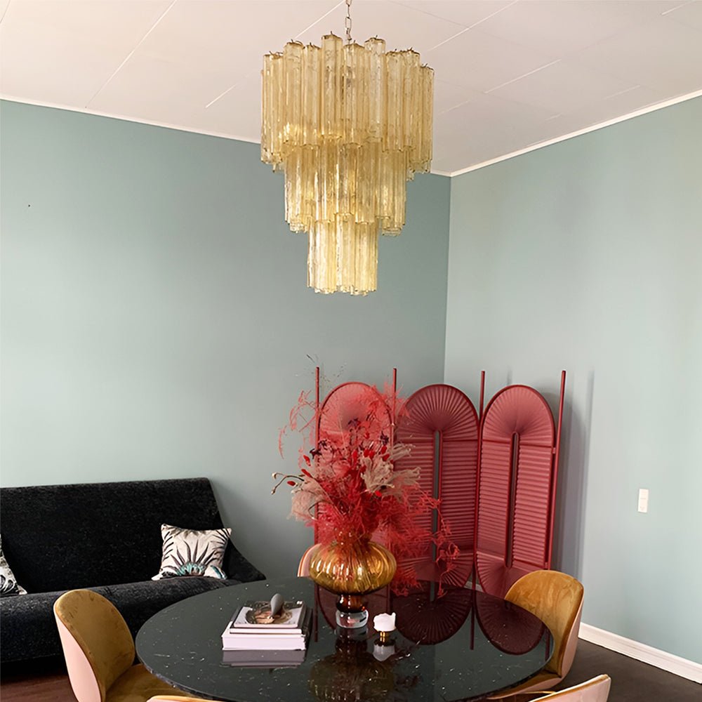 Yellow Murano Glass Tube Chandelier - Vakkerlight